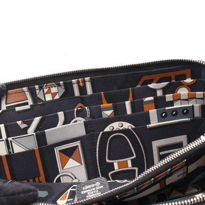 Hermes Round Wallet Azap Long Silk in Black Leather Calf in — view 7