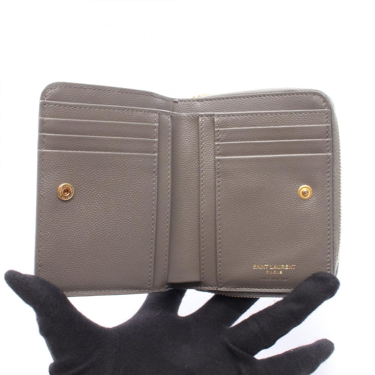 Saint Laurent Paris Bifold Wallet Monogram Gray Leather Cassandra — view 3