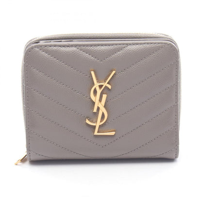 Saint Laurent Paris Bifold Wallet Monogram Gray Leather Cassandra