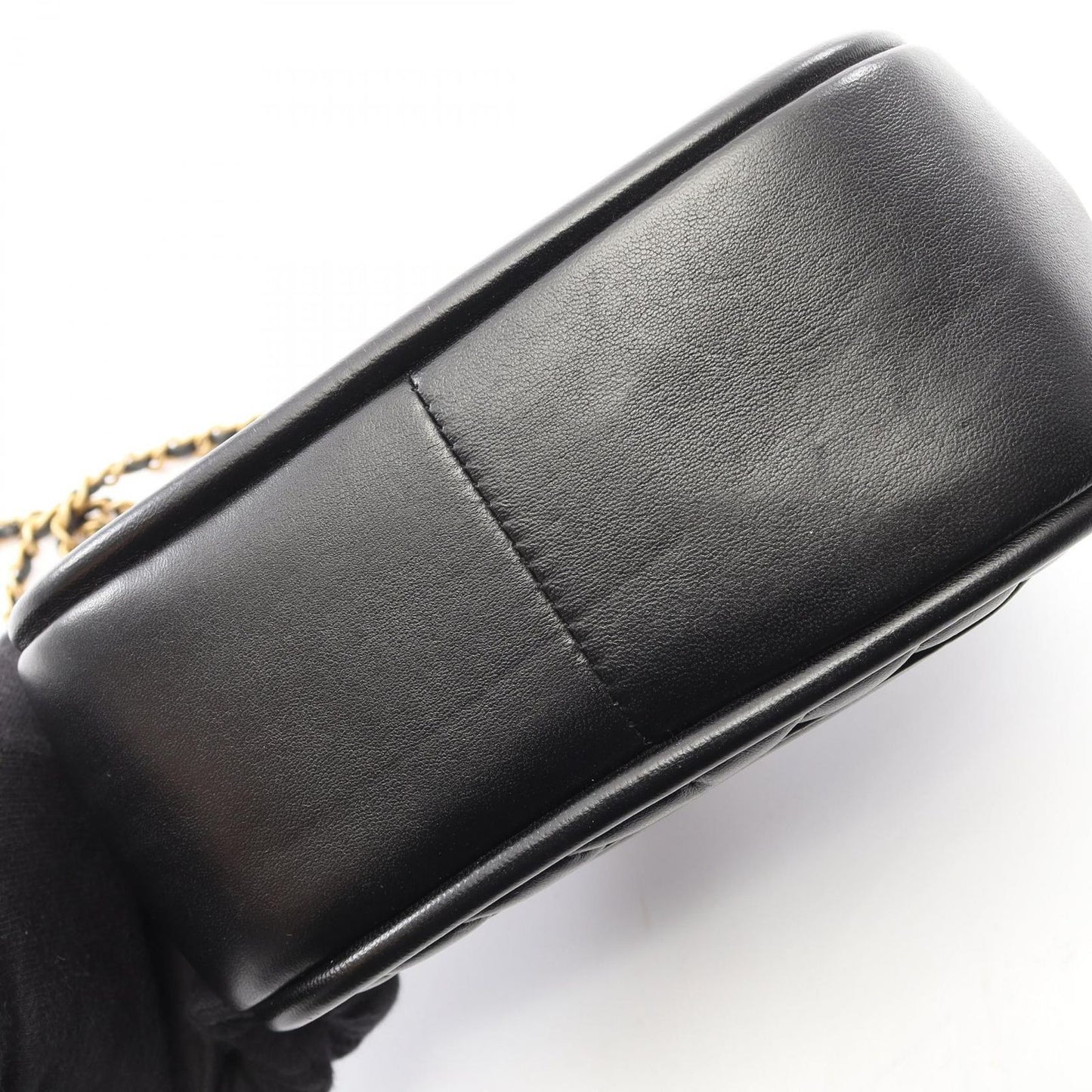 Chanel Shoulder Bag Blanc Stitch 2-Way Black Lambskin Chez Top Handle Chain — view 8