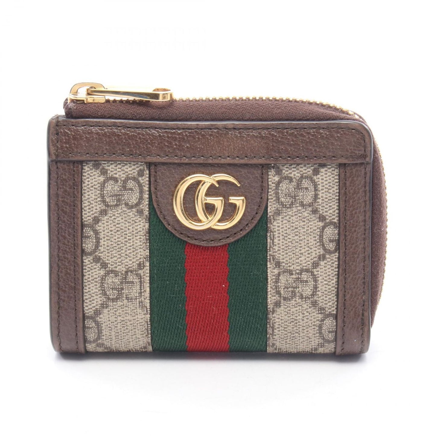 Gucci Coin Case Ophidia GG Supreme Beige Dark Brown Leather L