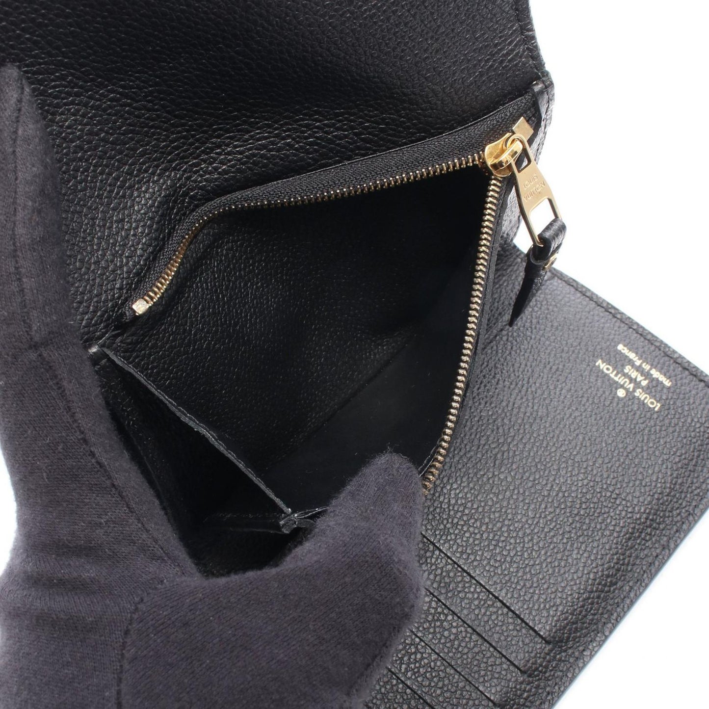 Louis Vuitton Trifold Wallet Portefeuille Compact Noir Leather Curille — view 4