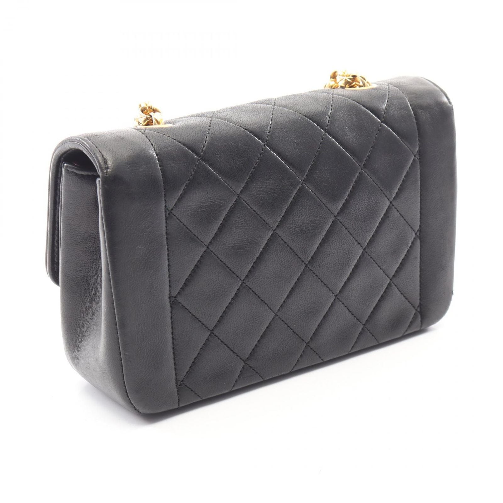 Chanel Shoulder Bag Mini Quilted Diana Flap Black Lambskin Chain — view 2
