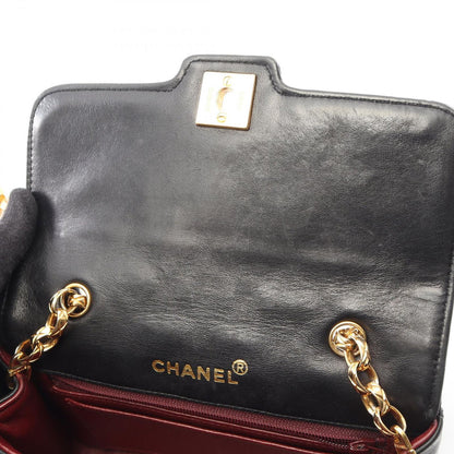 Chanel Shoulder Bag Mini Quilted Diana Flap Black Lambskin Chain — view 7