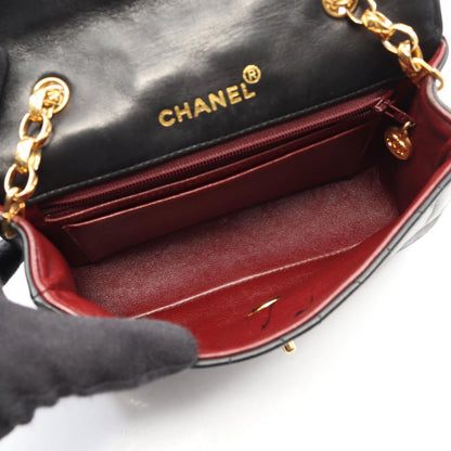 Chanel Shoulder Bag Mini Quilted Diana Flap Black Lambskin Chain — view 3