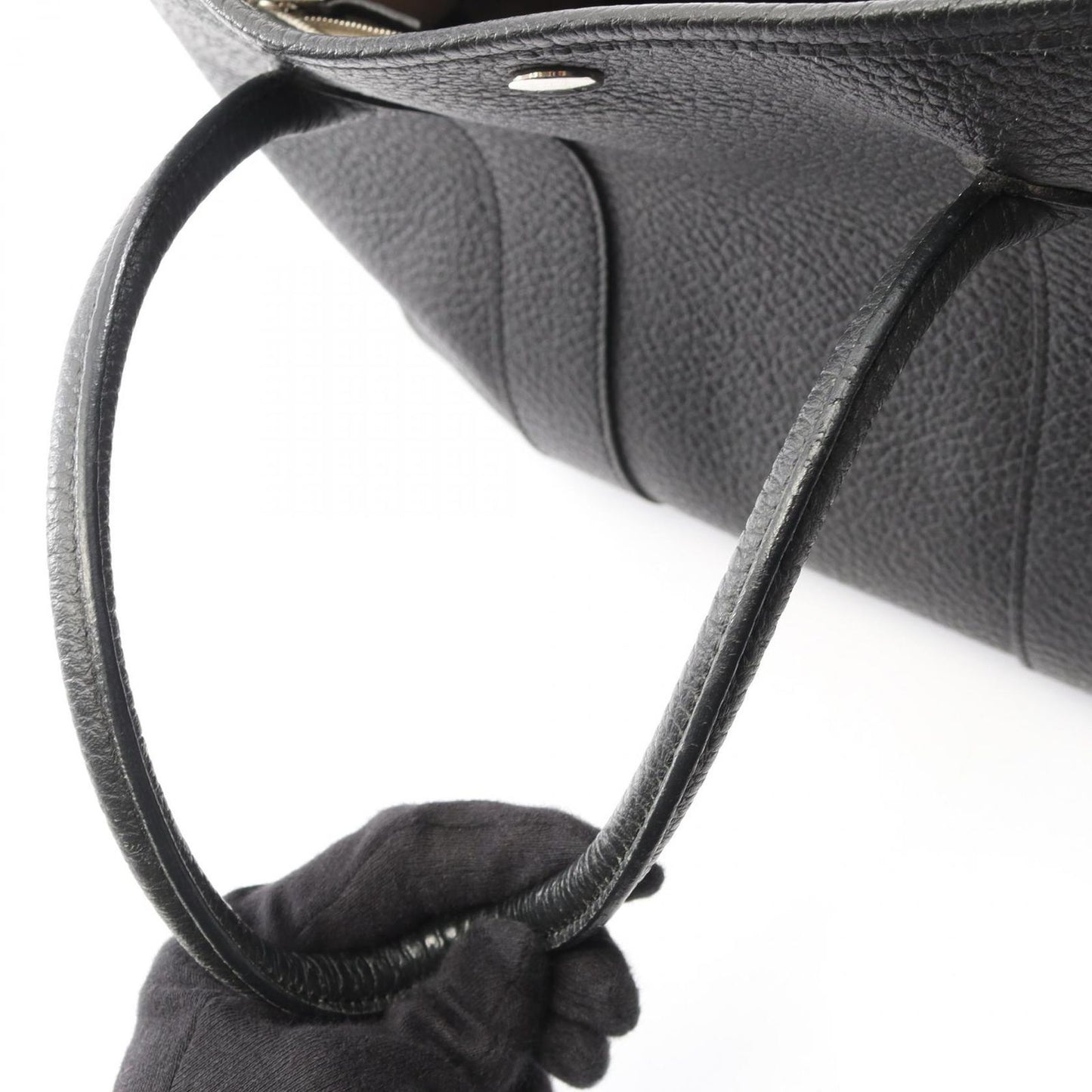 Hermes Tote Garden Party PM Steeple Quadrige Black Leather — view 8