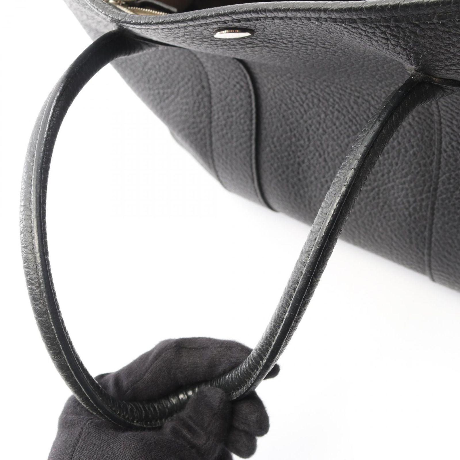 Hermes Tote Garden Party PM Steeple Quadrige Black Leather — view 8