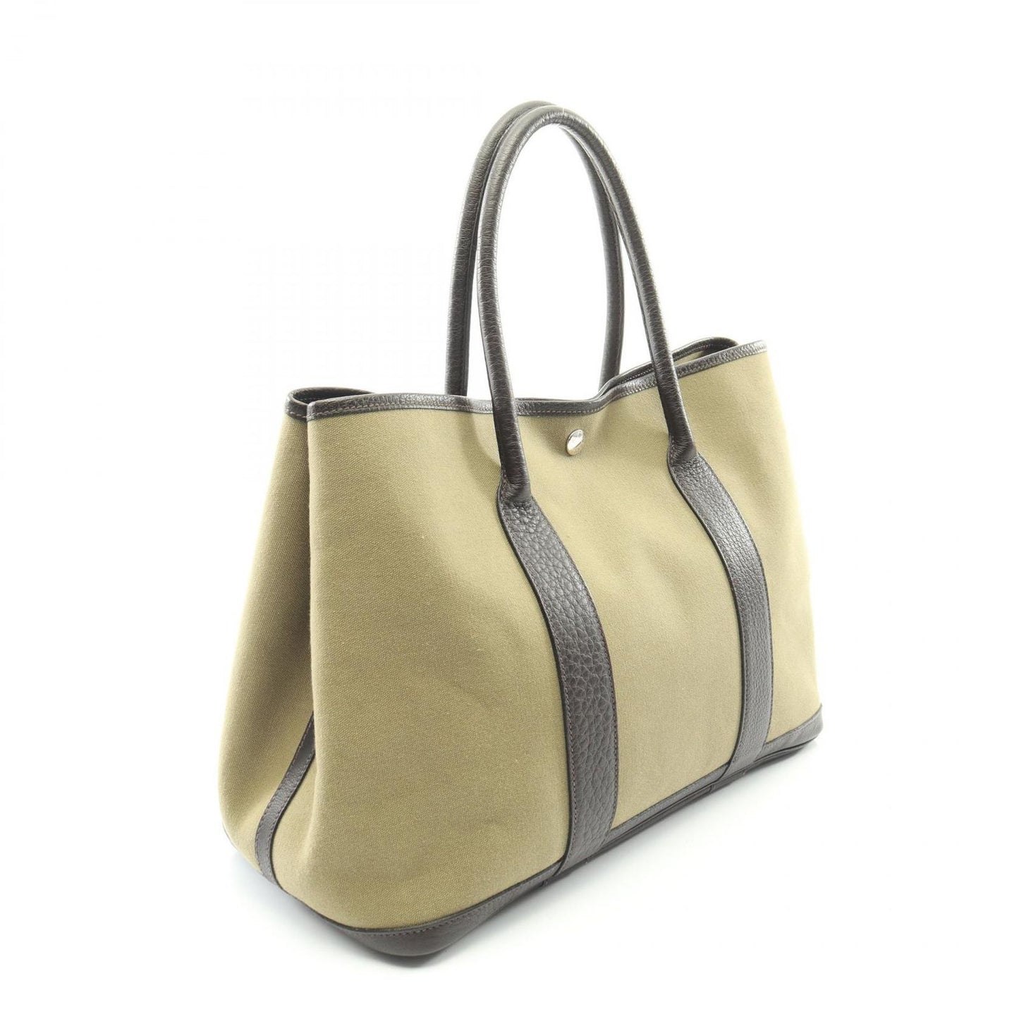 Hermes Tote Garden Party PM Khaki Ebene Canvas Leather — view 2