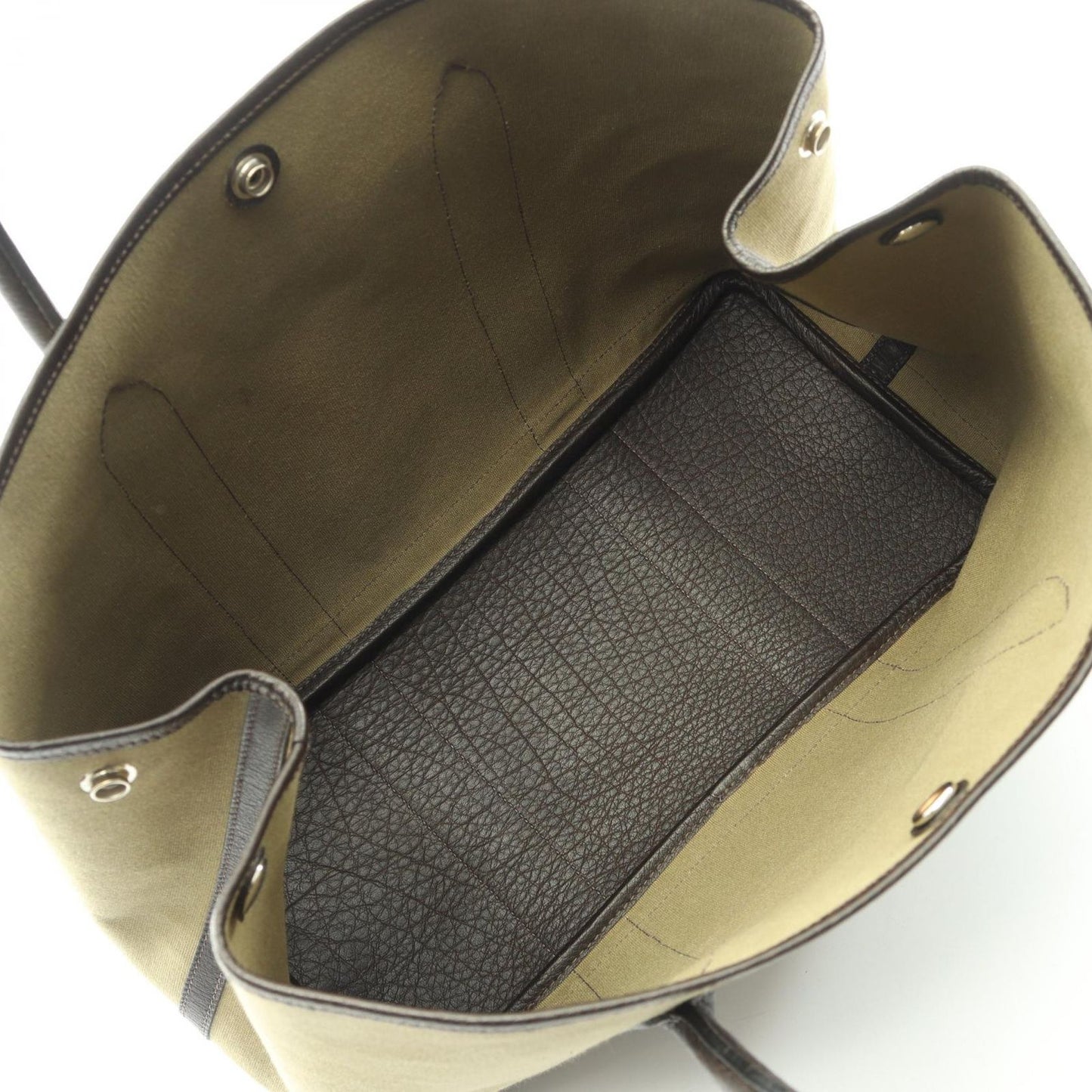 Hermes Tote Garden Party PM Khaki Ebene Canvas Leather — view 3