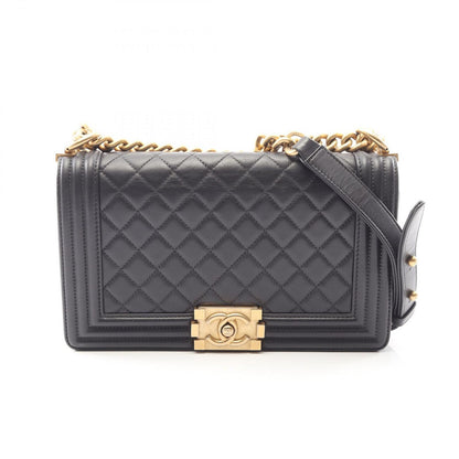 Chanel Shoulder Bag Charcoal Gray Lambskin Chain