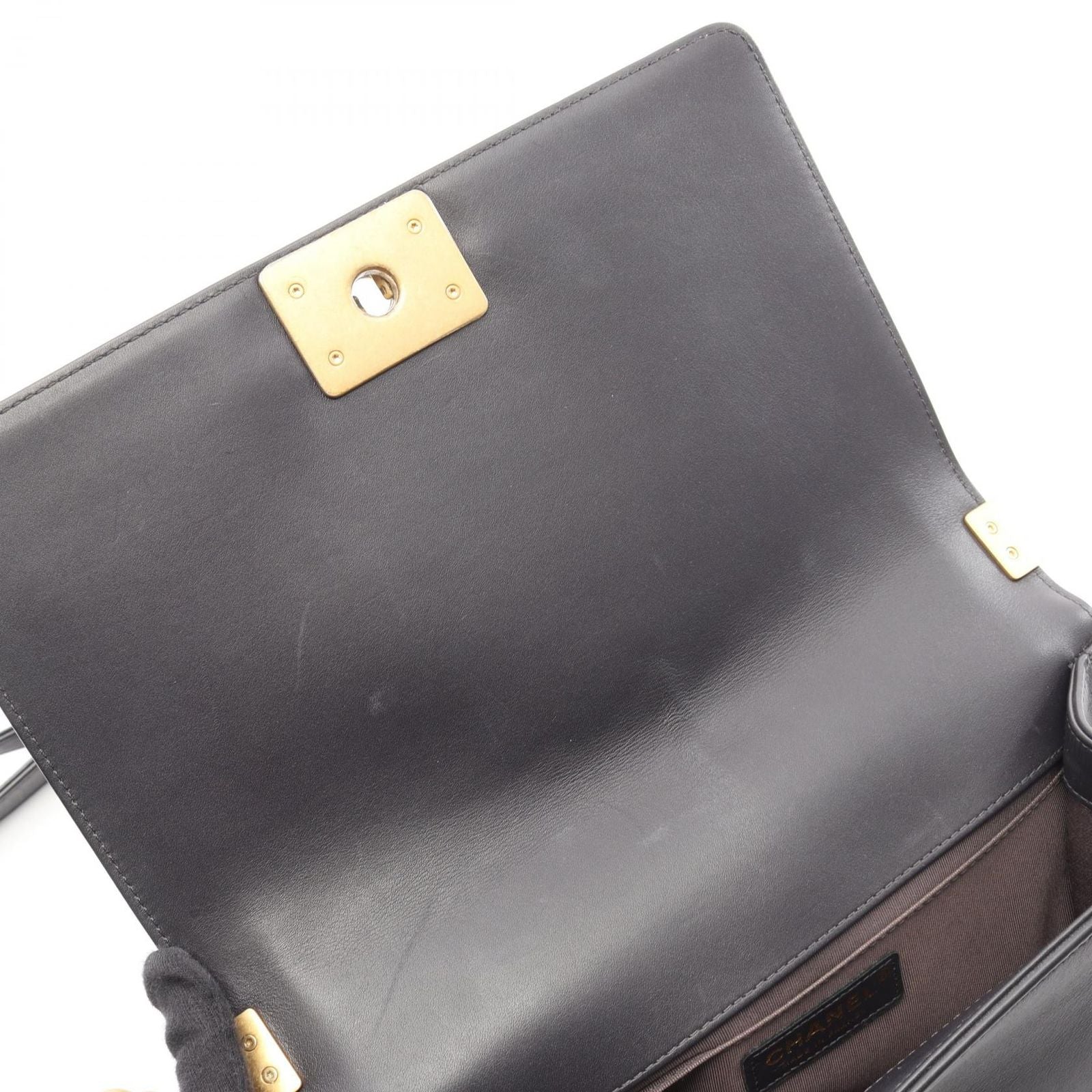Chanel Shoulder Bag Charcoal Gray Lambskin Chain — view 6