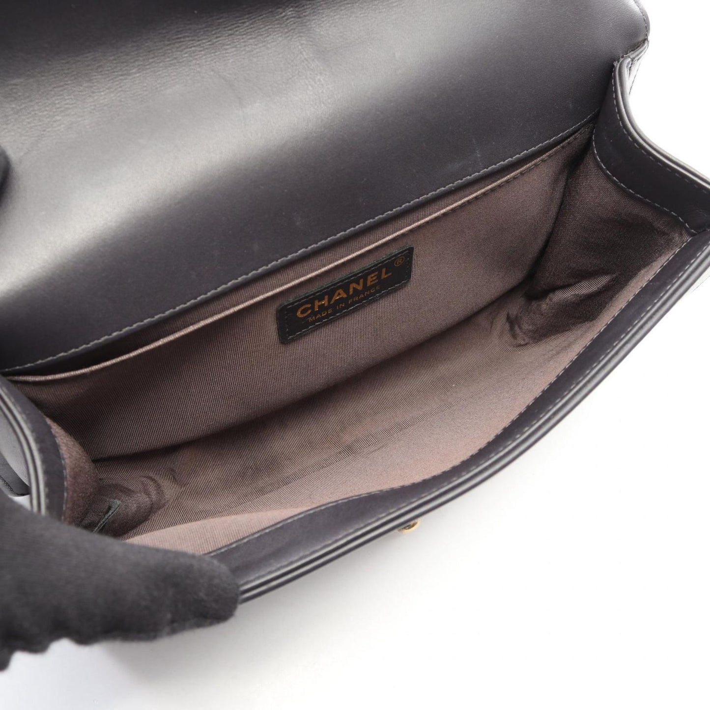 Chanel Shoulder Bag Charcoal Gray Lambskin Chain — view 3