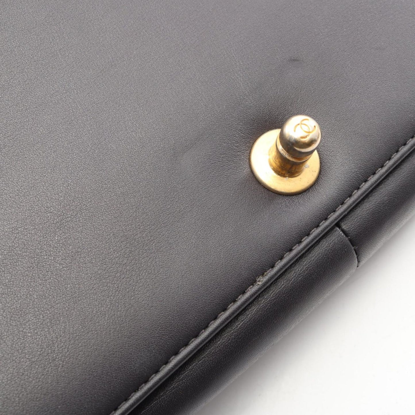 Chanel Shoulder Bag Charcoal Gray Lambskin Chain — view 7