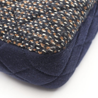 Chanel Shoulder Bag Quilted Navy Brown Fabric Chain — view 7