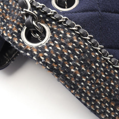 Chanel Shoulder Bag Quilted Navy Brown Fabric Chain — view 8