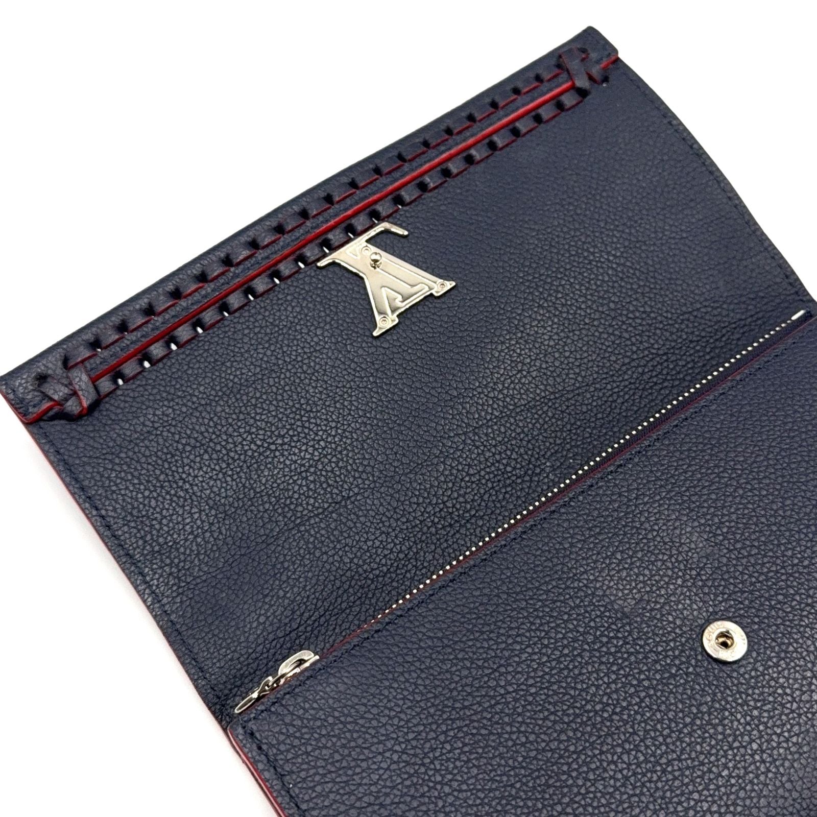 Louis Vuitton Portefeuille Lockme II Leather Navy Wallet Silver — view 8