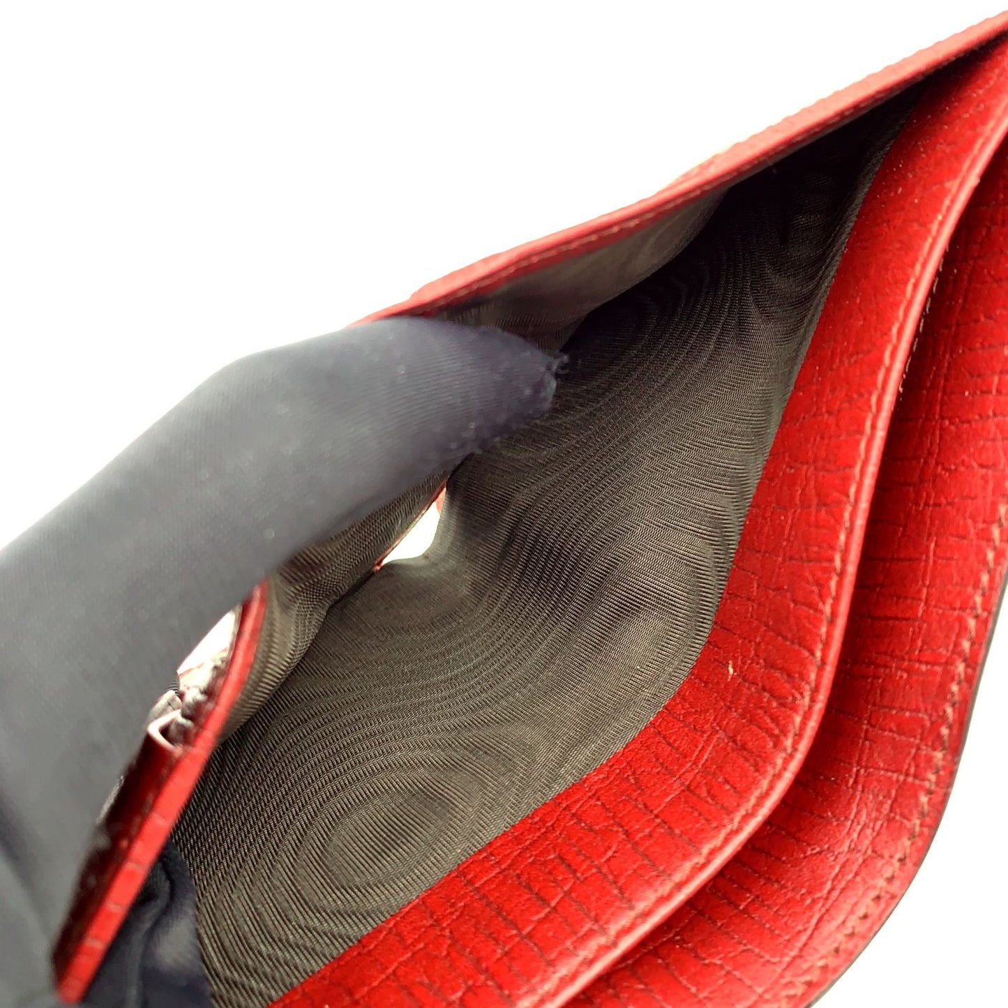 Gucci GG Canvas Supreme Hook Leather Brown Red Bifold Wallet Silver — view 7