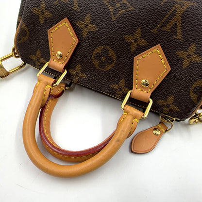 Louis Vuitton Nano Speedy Monogram Leather Brown Handbag Gold — view 6