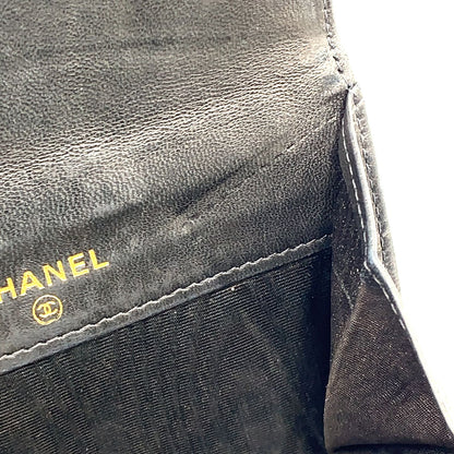 Chanel CC Logo Hook Wallet Caviar Leather Black Bifold Gold — view 7