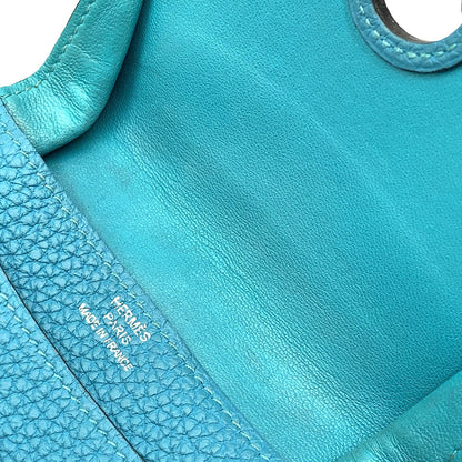 Hermes Dogon Coin Case Taurillon Leather Blue Card Silver — view 8