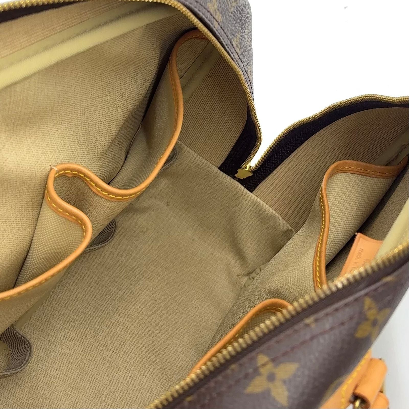 Louis Vuitton Deauville Bowling Vanity Monogram Leather Brown Handbag Gold — view 8