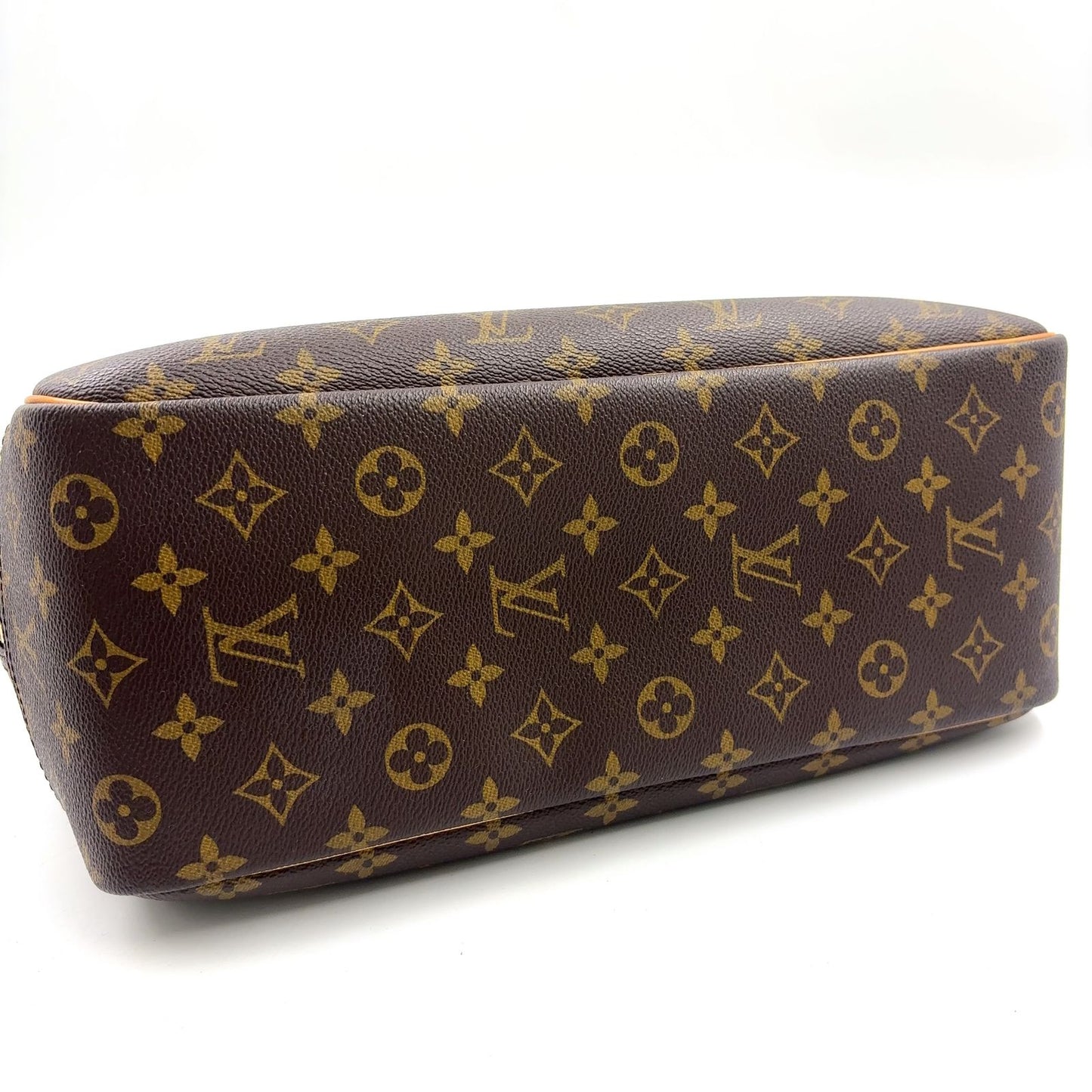 Louis Vuitton Deauville Bowling Vanity Monogram Leather Brown Handbag Gold — view 7