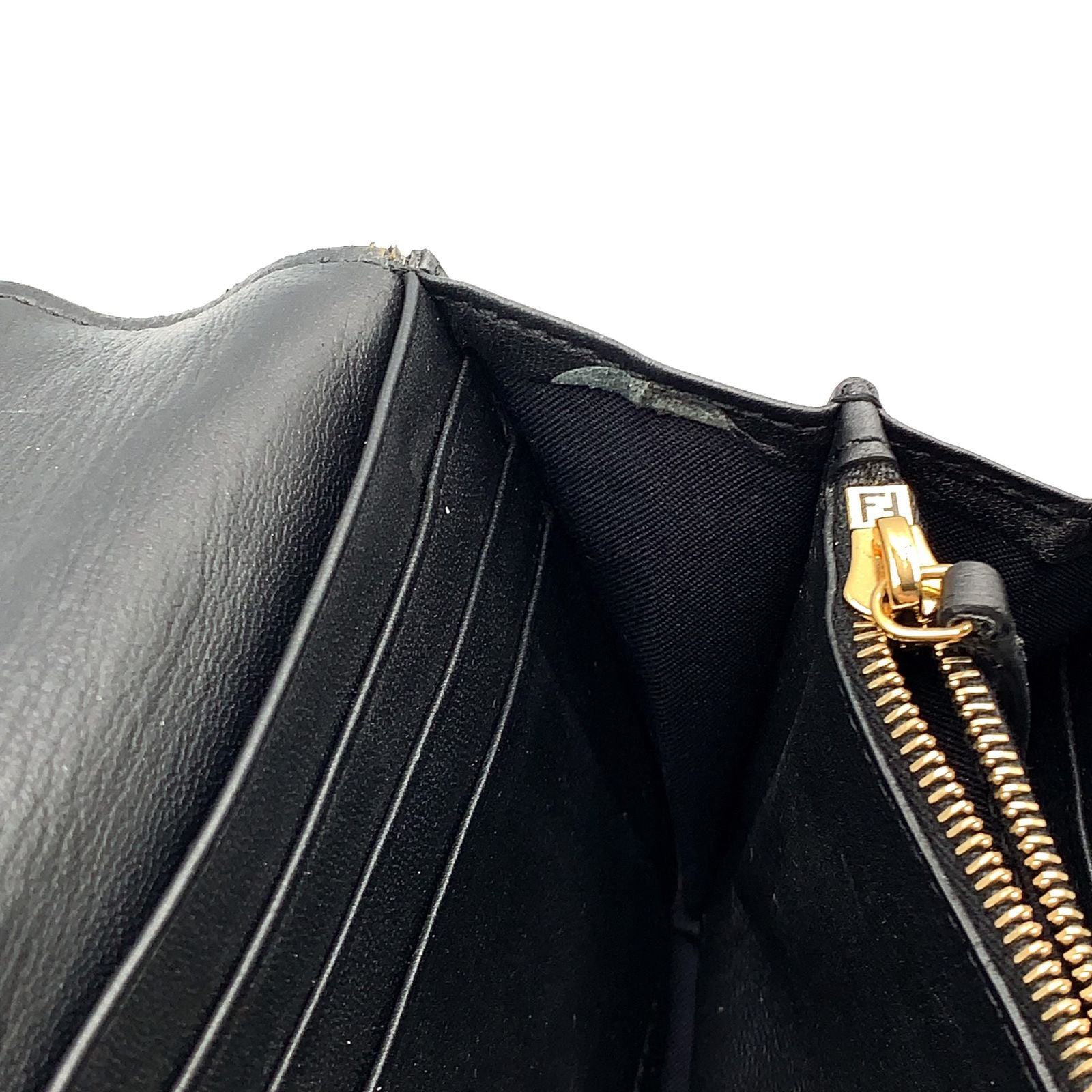 Fendi Baguette Continental Leather Black Wallet Gold — view 7