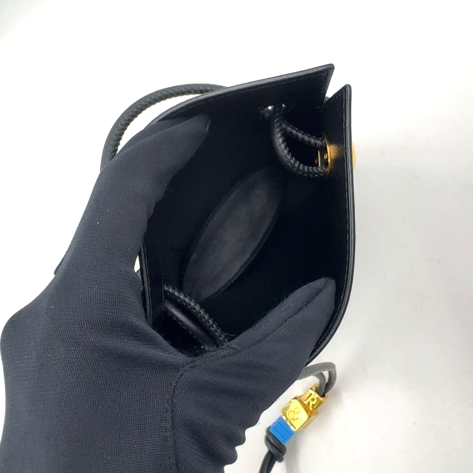 Loewe Dice Pocket with Customization Leather Black Shoulder Bag Gold — view 3