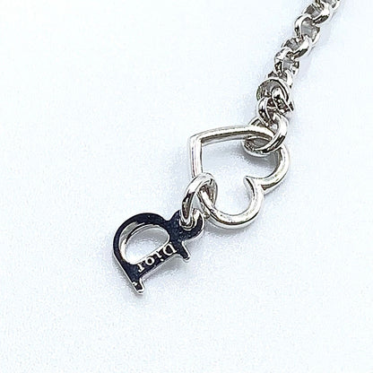 Dior Logo Heart Metal Line Stone Silver Necklace — view 5