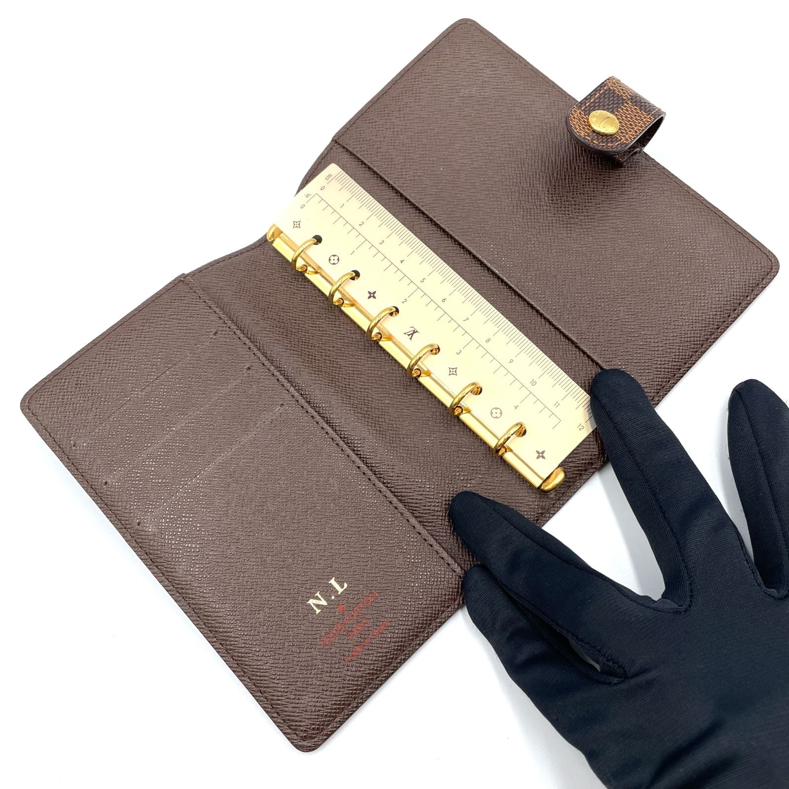 Louis Vuitton Agenda PM Damier Initials Brown Notebook Cover Gold — view 3