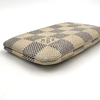 Louis Vuitton Pochette Cles Damier Azur White Coin Case Gold — view 9