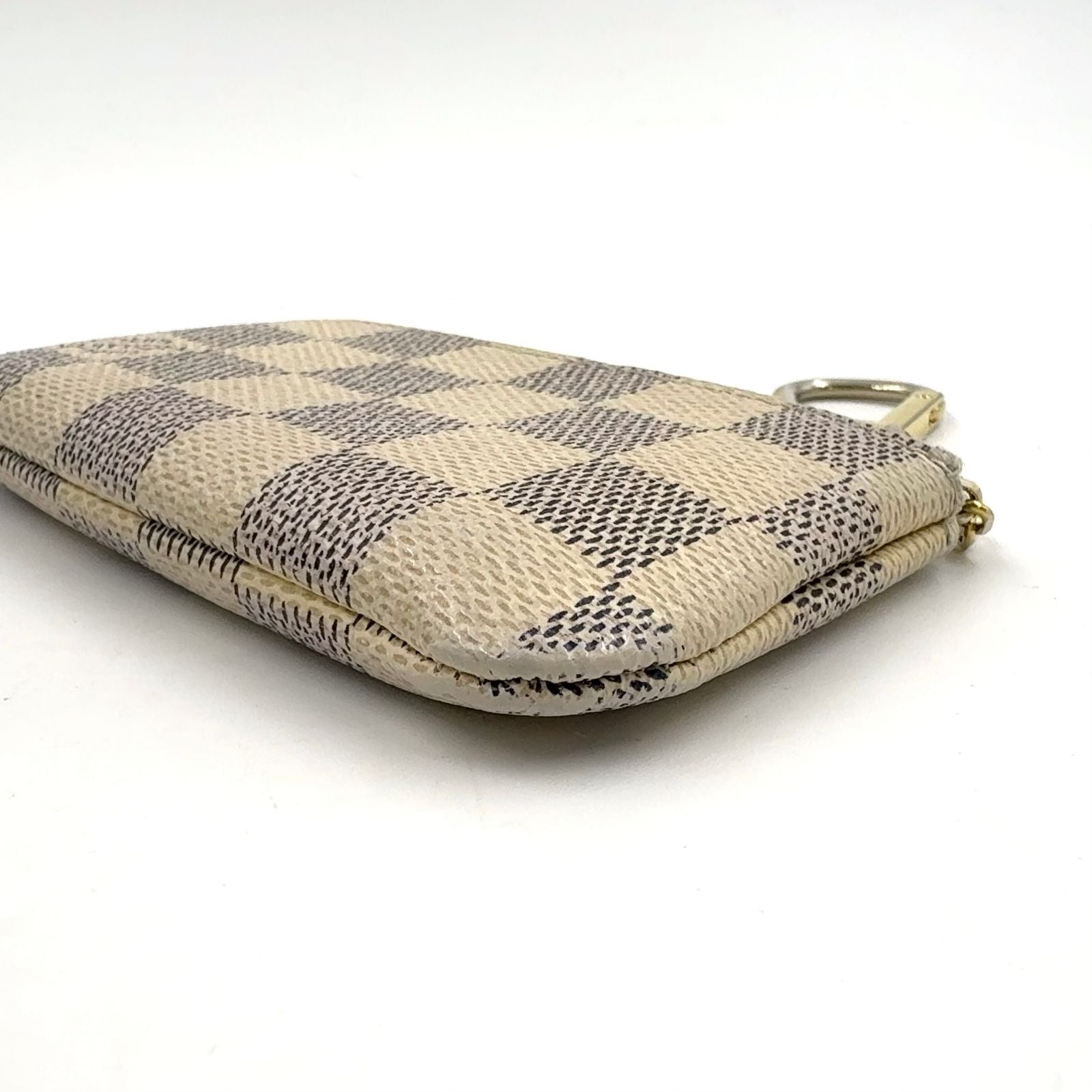 Louis Vuitton Pochette Cles Damier Azur White Coin Case Gold — view 8
