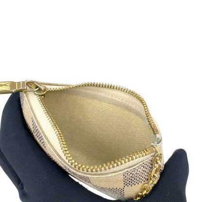 Louis Vuitton Pochette Cles Damier Azur White Coin Case Gold — view 6