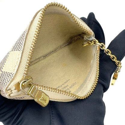 Louis Vuitton Pochette Cles Damier Azur White Coin Case Gold — view 5