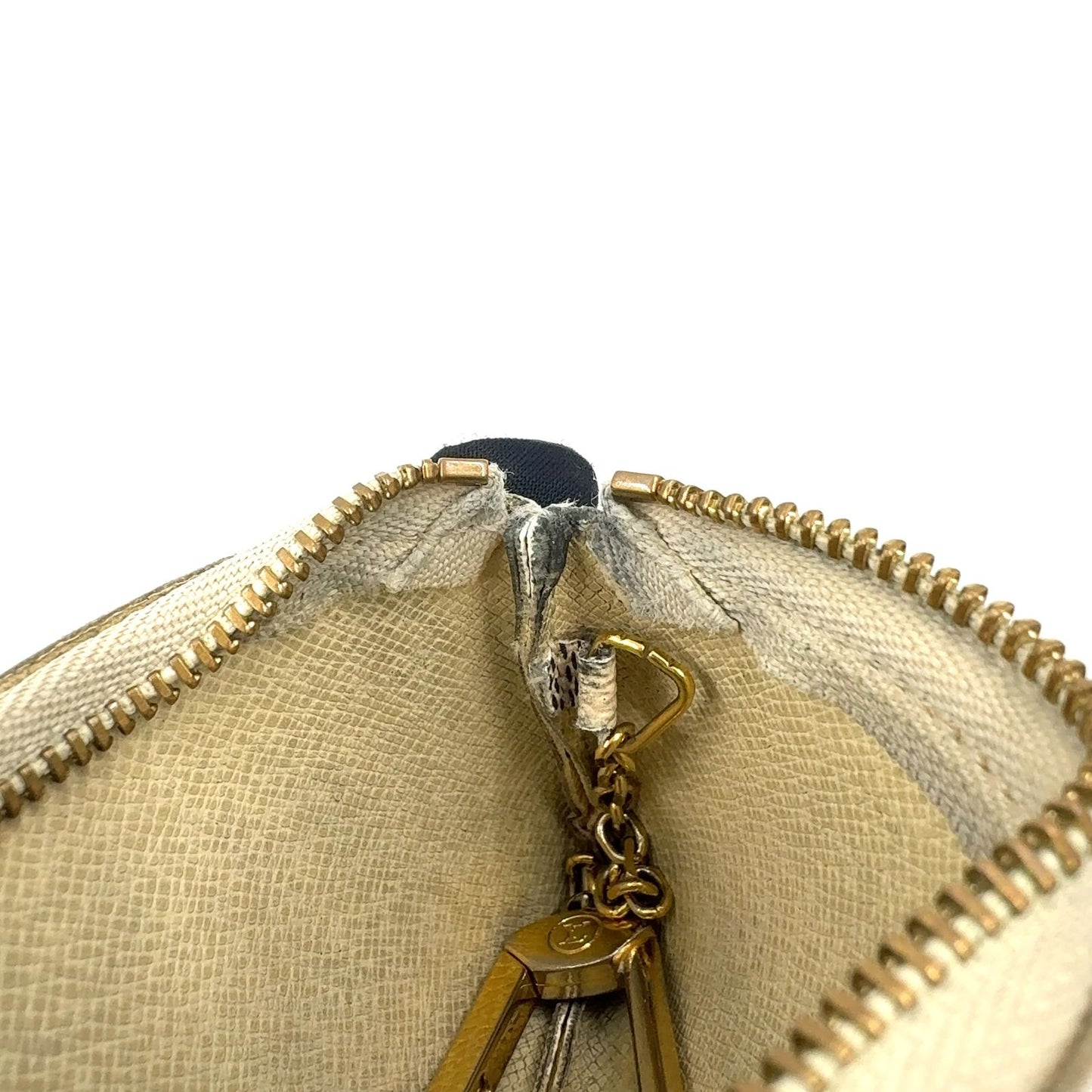 Louis Vuitton Pochette Cles Damier Azur White Coin Case Gold — view 7