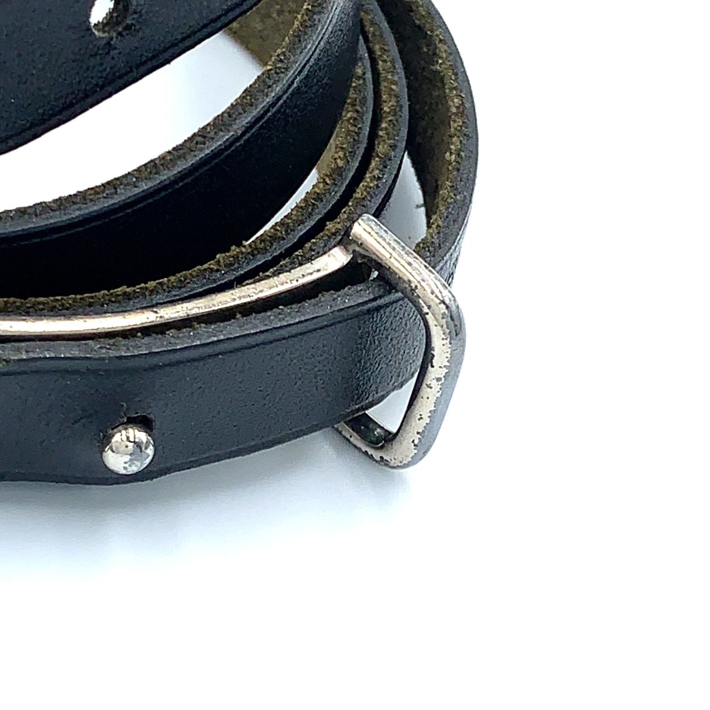 Hermes Hapi 2 Leather Black Bracelet Silver — view 7