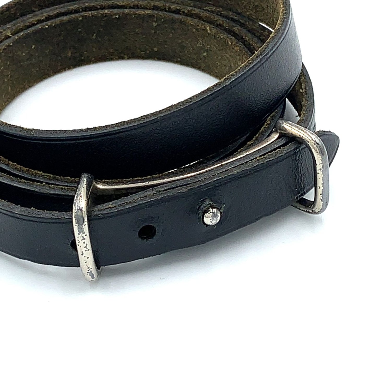Hermes Hapi 2 Leather Black Bracelet Silver — view 5