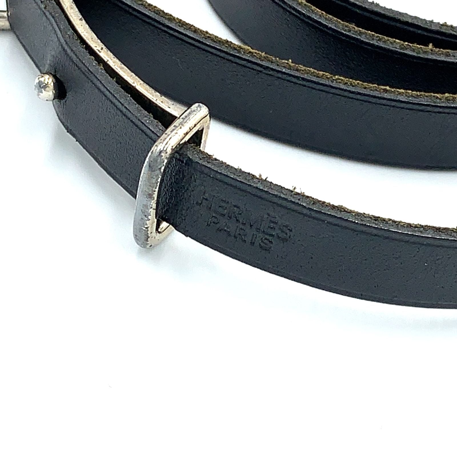 Hermes Hapi 2 Leather Black Bracelet Silver — view 4
