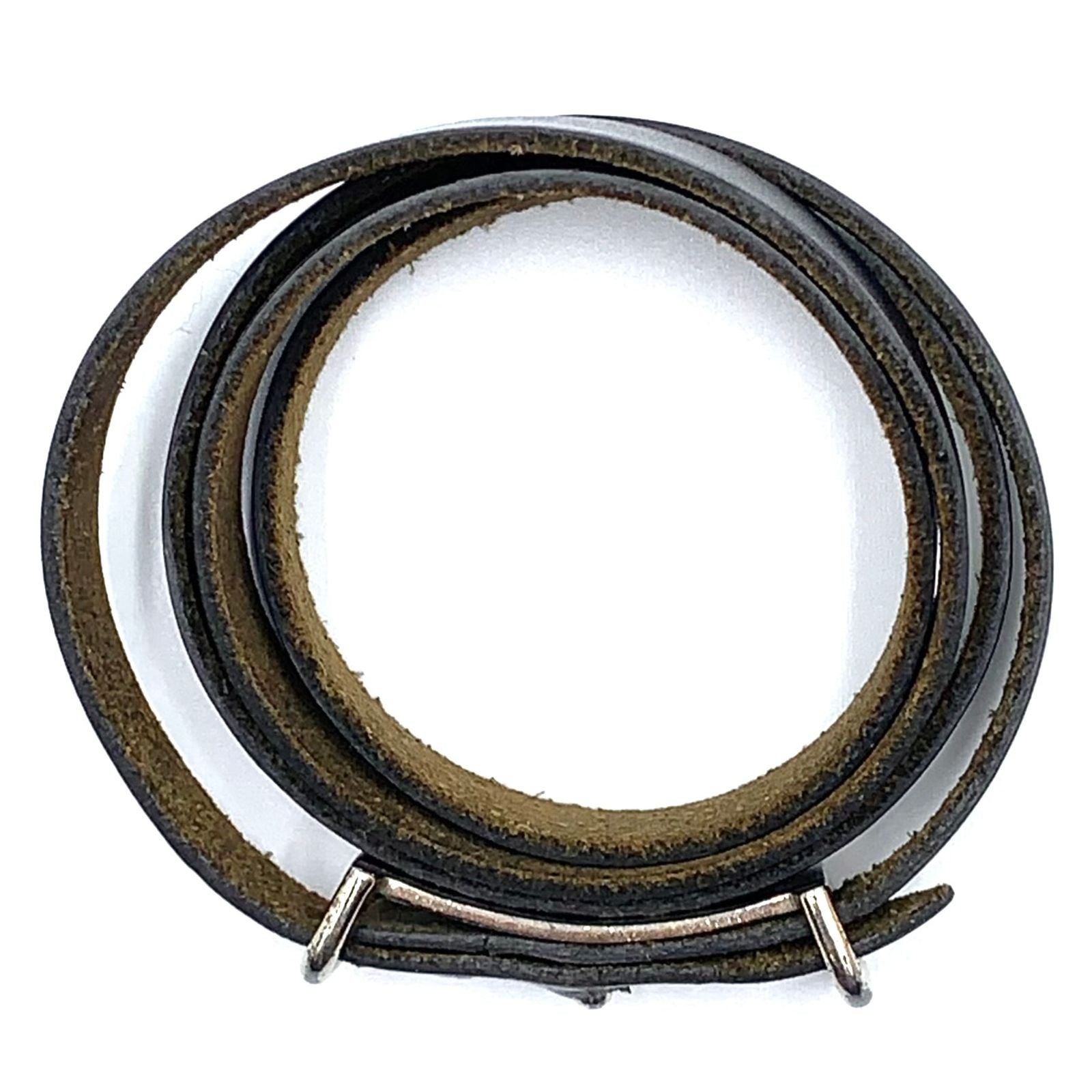 Hermes Hapi 2 Leather Black Bracelet Silver — view 3