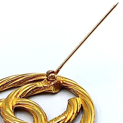 Chanel CC Logo Round Twist Gold Plated Brooch — view 4