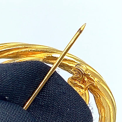 Chanel CC Logo Round Twist Gold Plated Brooch — view 6