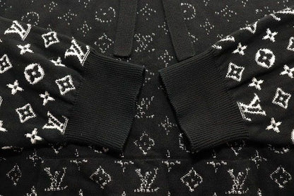 Louis Vuitton Monogram Gradient Hoodie L Uso Knit Pullover Black — view 4
