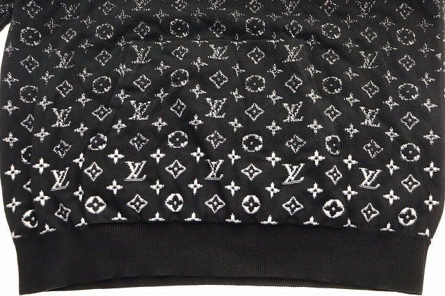 Louis Vuitton Monogram Gradient Hoodie L Uso Knit Pullover Black — view 6