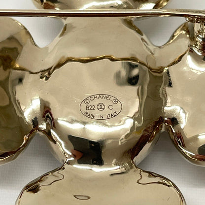 Chanel Heart Brooch CC Logo Faux Pearl Gold White Black — view 3