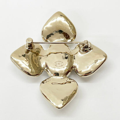 Chanel Heart Brooch CC Logo Faux Pearl Gold White Black — view 2