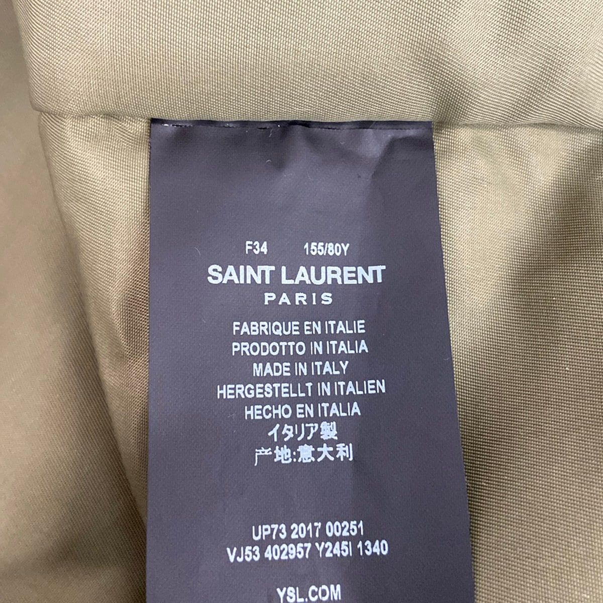 Saint Laurent Paris Jacket Khaki Long Sleeve Winter — view 5