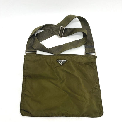 Prada Shoulder Bag Triangle Logo Nylon Khaki