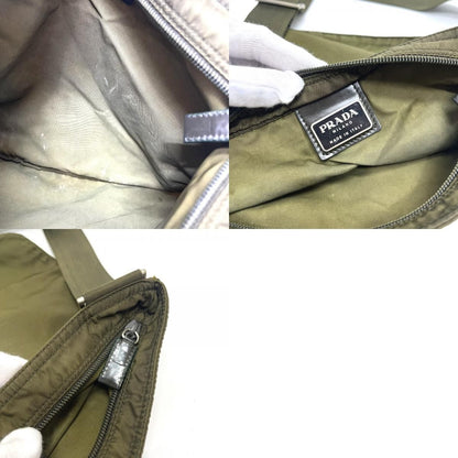 Prada Shoulder Bag Triangle Logo Nylon Khaki — view 9