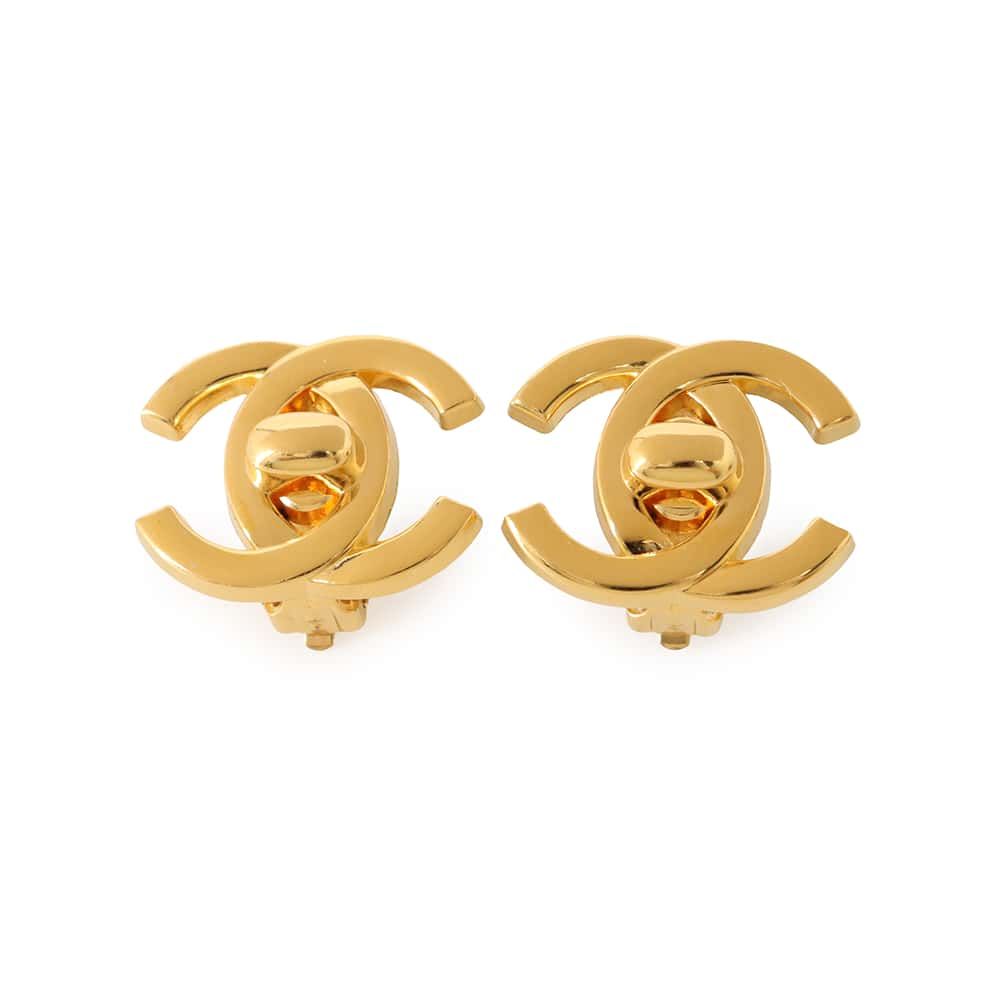 Chanel Earrings CC Logo Turnlock Metal