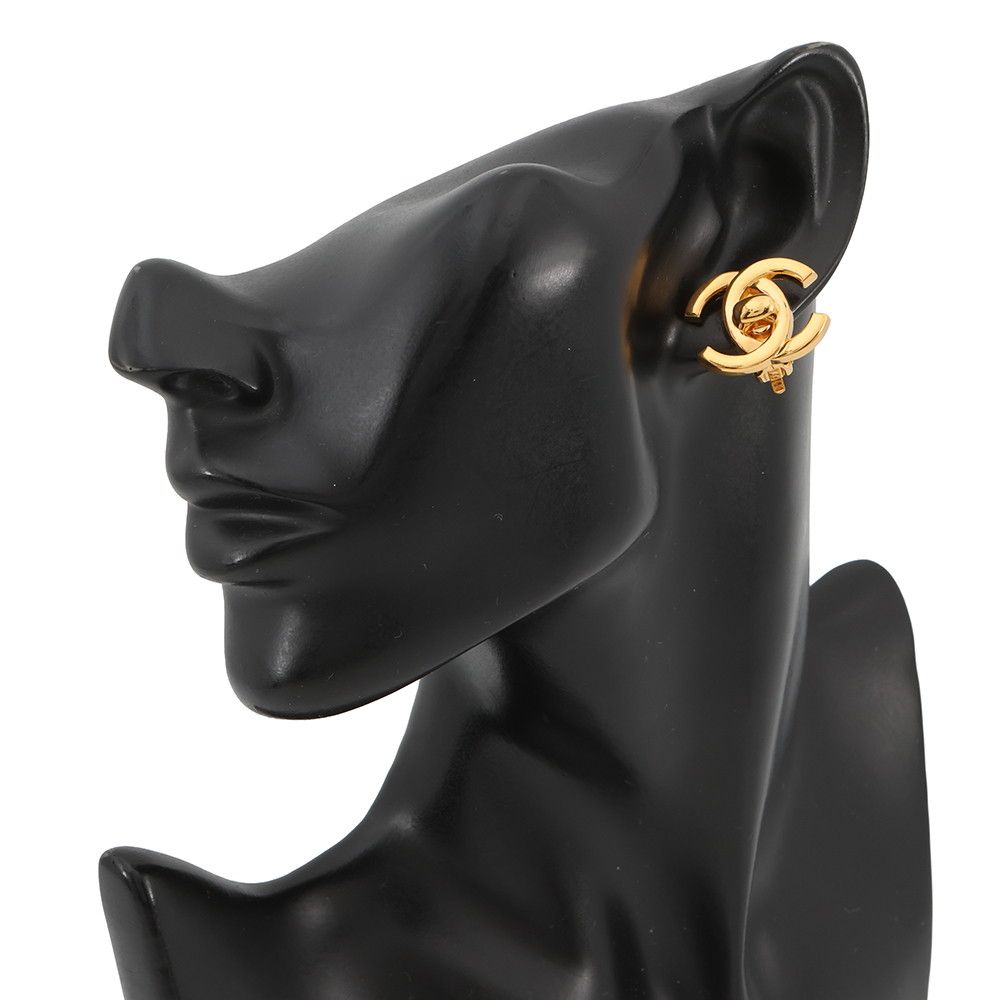 Chanel Earrings CC Logo Turnlock Metal — view 4